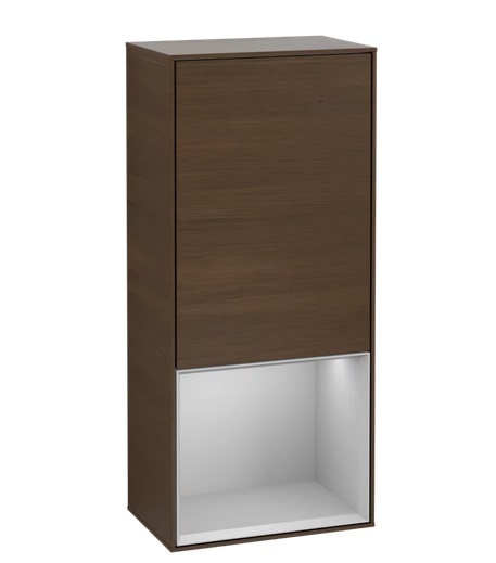 Шкафчик для ванной Villeroy & Boch Finion 41,8х93,6х27 см петли слева с подсветкой ДСП шпон грецкого ореха/светло-серый матовый лак G540GJGN