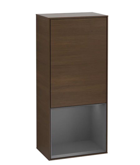 Шкафчик для ванной Villeroy & Boch Finion 41,8х93,6х27 см петли слева с подсветкой ДСП шпон грецкого ореха/антрацит матовый лак G540GKGN