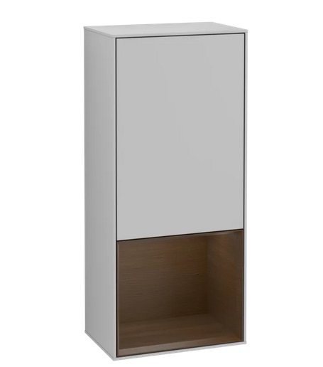 Шафка для ванної Villeroy & Boch Finion 41,8х93,6х27 см петлі зліва з підсвічуванням МДФ світло-сірий матовий лак/шпон волоського горіха G540GNGJ