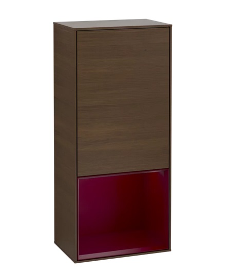 Шафка для ванної Villeroy & Boch Finion 41,8х93,6х27 см петлі зліва з підсвічуванням ДСП шпон волоського горіха/півон матовий лак G540HBGN