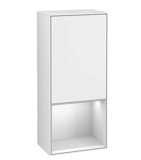Шкафчик для ванной Villeroy & Boch Finion 41,8х93,6х27 см петли слева с подсветкой МДФ глянцевый белый лак/белый матовый лак G540MTGF