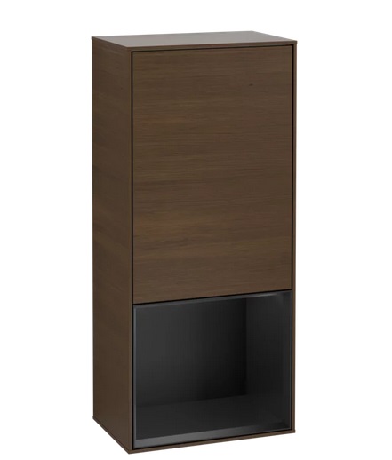 Шкафчик для ванной Villeroy & Boch Finion 41,8х93,6х27 см петли слева с подсветкой ДСП шпон грецкого ореха/черный матовый лак G540PDGN