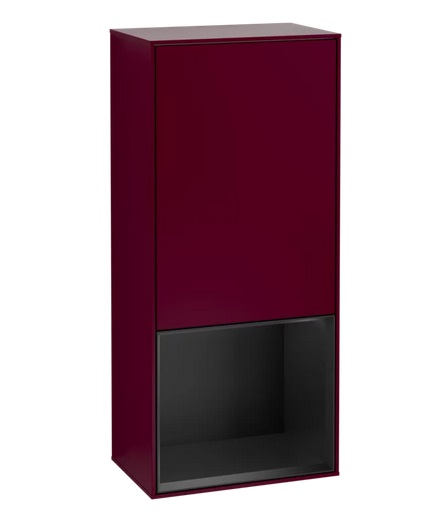 Шкафчик для ванной Villeroy & Boch Finion 41,8х93,6х27 см петли слева с подсветкой МДФ пион матовый лак/черный матовый лак G540PDHB