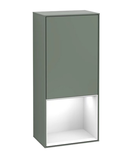 Шкафчик для ванной Villeroy & Boch Finion 41,8х93,6х27 см петли слева с подсветкой МДФ оливковый матовый лак/глянцевый белый лак G540GFGM