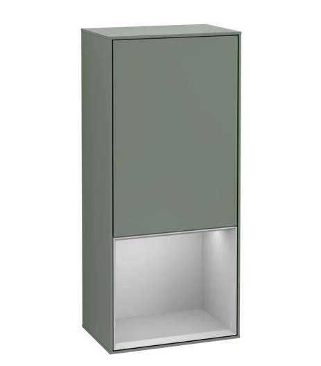 Шкафчик для ванной Villeroy & Boch Finion 41,8х93,6х27 см петли слева с подсветкой МДФ оливковый матовый лак/светло-серый матовый лак G540GJGM