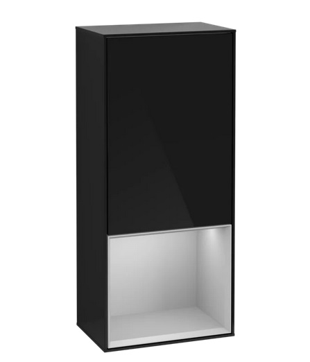 Шафка для ванної Villeroy & Boch Finion 41,8х93,6х27 см петлі зліва з підсвічуванням МДФ глянсовий чорний лак/світло-сірий матовий лак G540GJPH