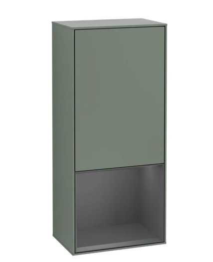 Шкафчик для ванной Villeroy & Boch Finion 41,8х93,6х27 см петли слева с подсветкой МДФ оливковый матовый лак/антрацит матовый лак G540GKGM