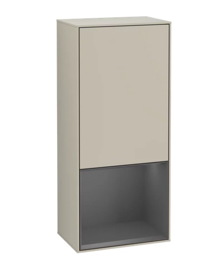 Шкафчик для ванной Villeroy & Boch Finion 41,8х93,6х27 см петли слева с подсветкой МДФ песок матовый лак/антрацит матовый лак G540GKHH