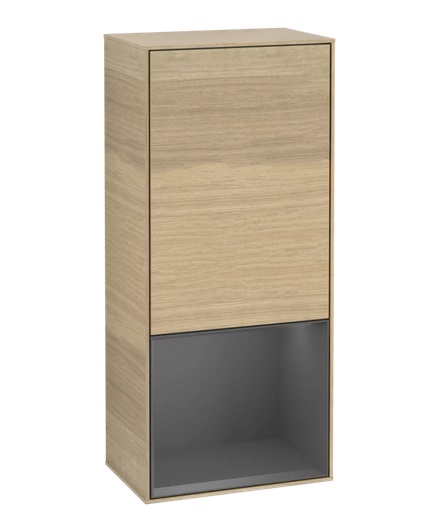 Шафка для ванної Villeroy & Boch Finion 41,8х93,6х27 см петлі зліва з підсвічуванням ДСП шпон дуба/антрацит матовий лак G540GKPC