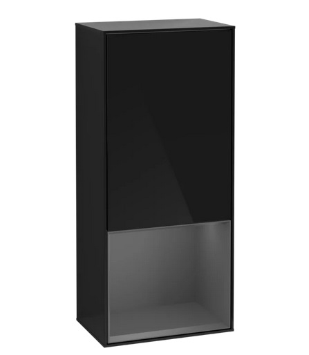 Шафка для ванної Villeroy & Boch Finion 41,8х93,6х27 см петлі зліва з підсвічуванням МДФ глянсовий чорний лак/антрацит матовий лак G540GKPH