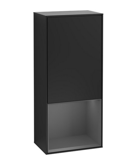 Шкафчик для ванной Villeroy & Boch Finion 41,8х93,6х27 см петли слева с подсветкой МДФ черный матовый лак/антрацит матовый лак G540GKPD