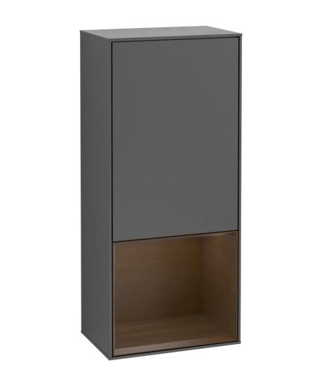 Шкафчик для ванной Villeroy & Boch Finion 41,8х93,6х27 см петли слева с подсветкой МДФ антрацит матовый лак/шпон грецкого ореха G540GNGK