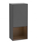 Шкафчик для ванной Villeroy & Boch Finion 41,8х93,6х27 см петли слева с подсветкой МДФ антрацит матовый лак/шпон грецкого ореха G540GNGK