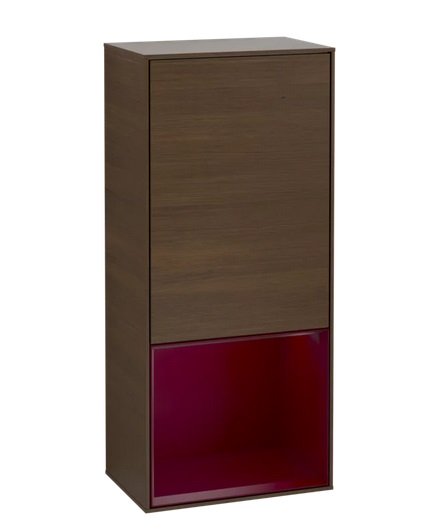 Шкафчик для ванной Villeroy & Boch Finion 41,8х93,6х27 см петли слева с подсветкой ДСП шпон грецкого ореха/пион матовый лак G540HBGN