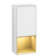 Шкафчик для ванной Villeroy & Boch Finion 41,8х93,6х27 см петли слева с подсветкой МДФ глянцевый белый лак/золотой матовый лак G540HFGF