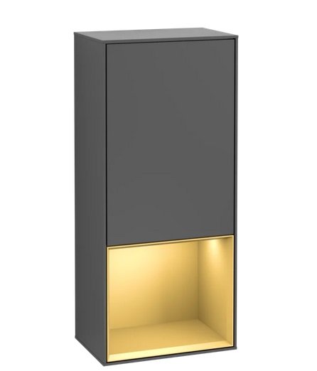 Шкафчик для ванной Villeroy & Boch Finion 41,8х93,6х27 см петли слева с подсветкой МДФ антрацит матовый лак/золотой матовый лак G540HFGK