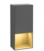 Шкафчик для ванной Villeroy & Boch Finion 41,8х93,6х27 см петли слева с подсветкой МДФ антрацит матовый лак/золотой матовый лак G540HFGK