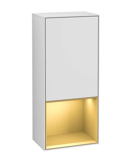 Шафка для ванної Villeroy & Boch Finion 41,8х93,6х27 см петлі зліва з підсвічуванням МДФ білий матовий лак/золотий матовий лак G540HFMT