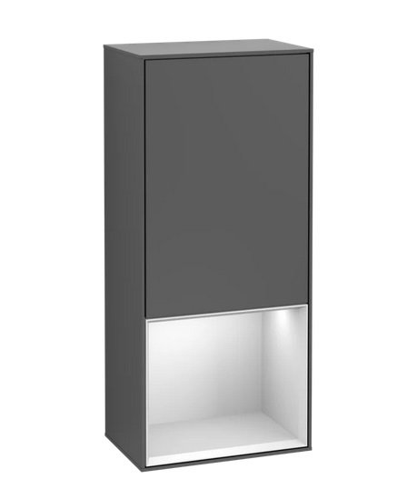 Шкафчик для ванной Villeroy & Boch Finion 41,8х93,6х27 см петли слева с подсветкой МДФ антрацит матовый лак/белый матовый лак G540MTGK