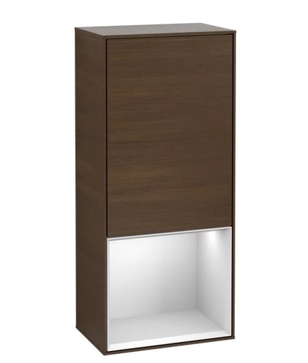Шкафчик для ванной Villeroy & Boch Finion 41,8х93,6х27 см петли слева с подсветкой ДСП шпон грецкого ореха/белый матовый лак G540MTGN