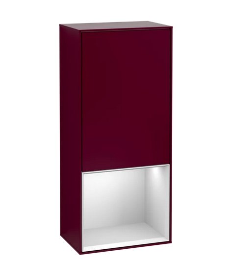 Шкафчик для ванной Villeroy & Boch Finion 41,8х93,6х27 см петли слева с подсветкой МДФ пион матовый лак/белый матовый лак G540MTHB