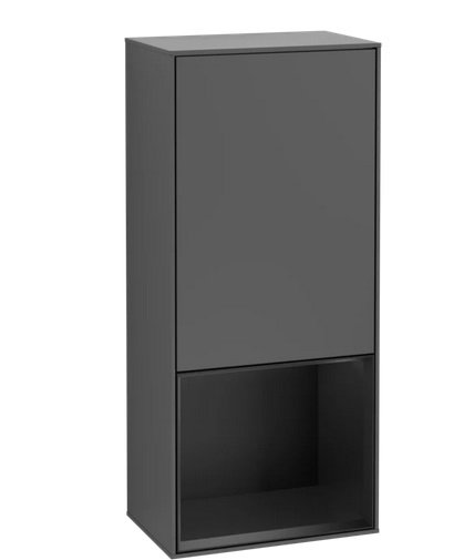 Шкафчик для ванной Villeroy & Boch Finion 41,8х93,6х27 см петли слева с подсветкой МДФ антрацит матовый лак/черный матовый лак G540PDGK
