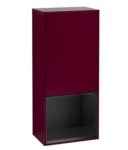 Шафка для ванної Villeroy & Boch Finion 41,8х93,6х27 см петлі зліва з підсвічуванням МДФ півонія матовий лак/чорний матовий лак G540PDHB