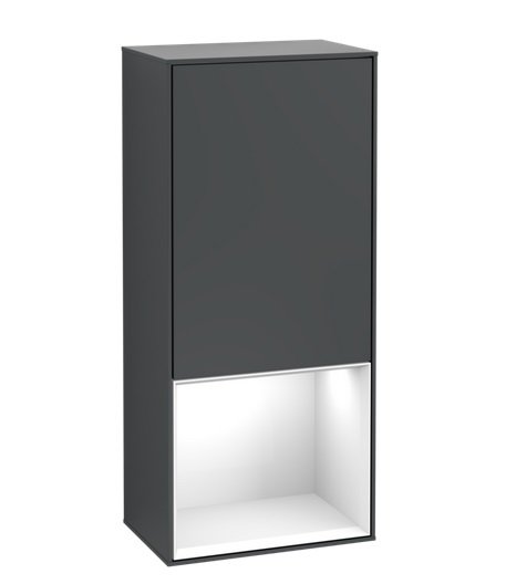 Шкафчик для ванной Villeroy & Boch Finion 41,8х93,6х27 см петли слева с подсветкой МДФ темно-синий матовый лак/глянцевый белый лак G540GFHG