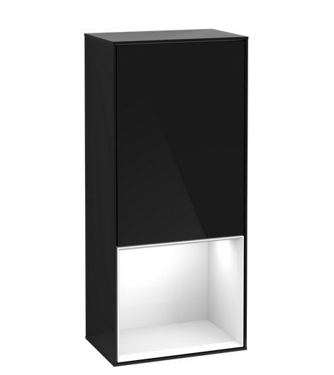 Шафка для ванної Villeroy & Boch Finion 41,8х93,6х27 см петлі зліва з підсвічуванням МДФ глянсовий чорний лак/глянцевий білий лак G540GFPH