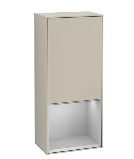 Шкафчик для ванной Villeroy & Boch Finion 41,8х93,6х27 см петли слева с подсветкой МДФ песок матовый лак/светло-серый матовый лак G540GJHH