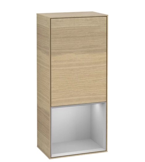 Шафка для ванної Villeroy & Boch Finion 41,8х93,6х27 см петлі зліва з підсвічуванням ДСП шпон дуба/світло-сірий матовий лак G540GJPC