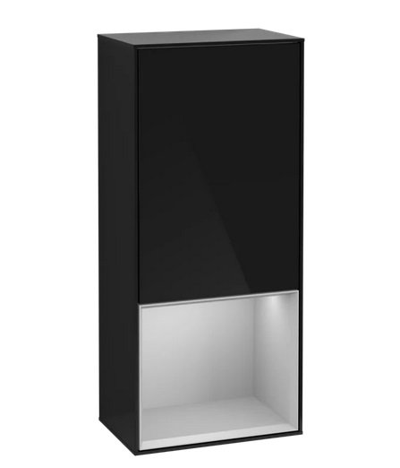 Шкафчик для ванной Villeroy & Boch Finion 41,8х93,6х27 см петли слева с подсветкой МДФ глянцевый черный лак/светло-серый матовый лак G540GJPH