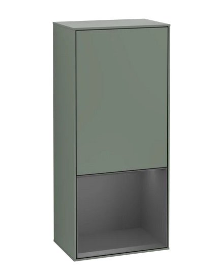 Шкафчик для ванной Villeroy & Boch Finion 41,8х93,6х27 см петли слева с подсветкой МДФ оливковый матовый лак/антрацит матовый лак G540GKGM