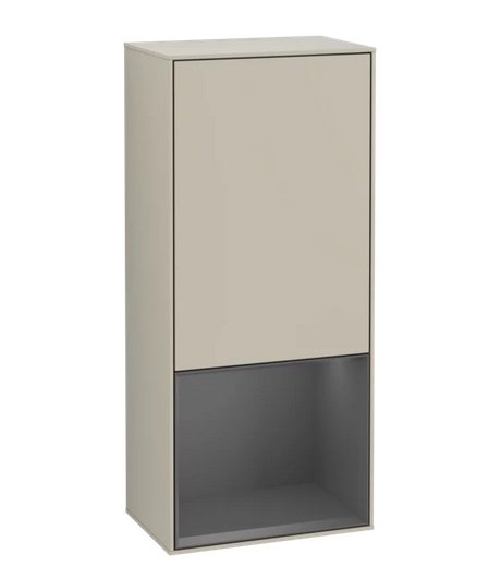 Шкафчик для ванной Villeroy & Boch Finion 41,8х93,6х27 см петли слева с подсветкой МДФ песок матовый лак/антрацит матовый лак G540GKHH