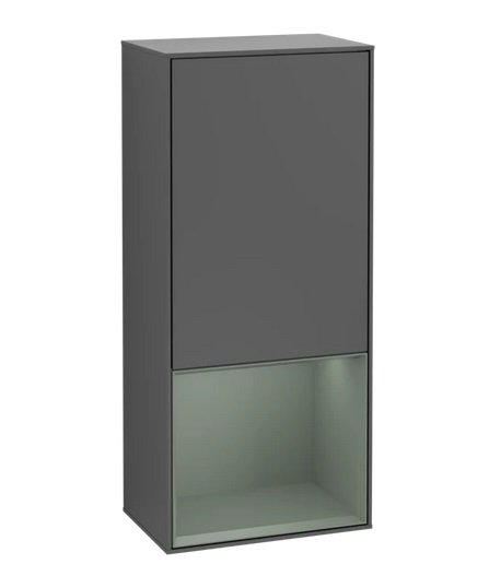 Шафка для ванної Villeroy & Boch Finion 41,8х93,6х27 см петлі зліва з підсвічуванням МДФ антрацит матовий лак/оливковий матовий лак G540GMGK
