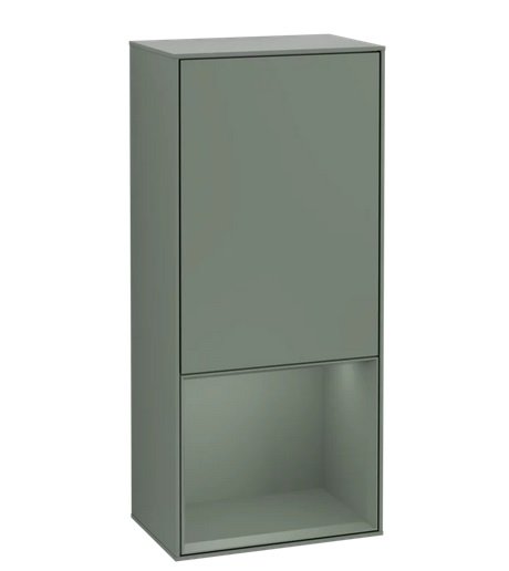 Шкафчик для ванной Villeroy & Boch Finion 41,8х93,6х27 см петли слева с подсветкой МДФ оливковый матовый лак G540GMGM