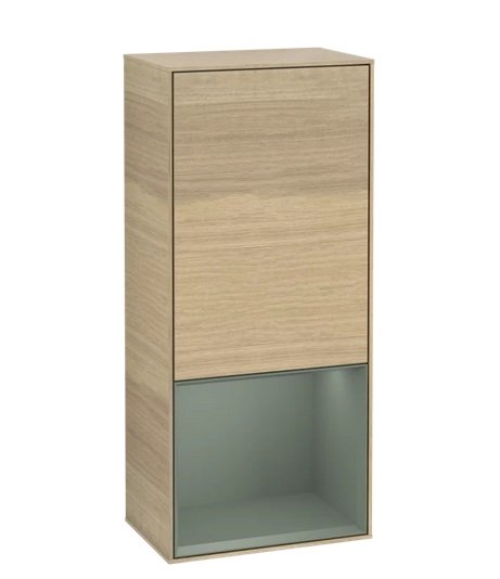 Шкафчик для ванной Villeroy & Boch Finion 41,8х93,6х27 см петли слева с подсветкой ДСП шпон дуба/оливковый матовый лак G540GMPC