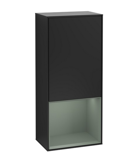 Шкафчик для ванной Villeroy & Boch Finion 41,8х93,6х27 см петли слева с подсветкой МДФ черный матовый лак/оливковый матовый лак G540GMPD