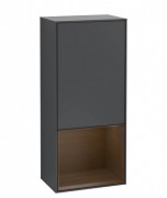 Шкафчик для ванной Villeroy & Boch Finion 41,8х93,6х27 см петли слева с подсветкой МДФ темно-синий матовый лак/шпон грецкого ореха G540GNHG