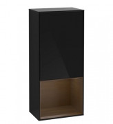 Шкафчик для ванной Villeroy & Boch Finion 41,8х93,6х27 см петли слева с подсветкой МДФ глянцевый черный лак/шпон грецкого ореха G540GNPH