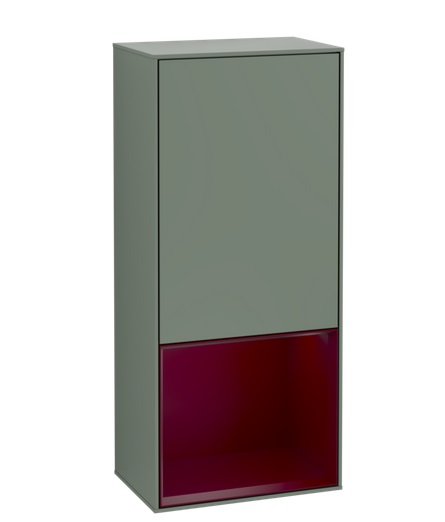 Шафка для ванної Villeroy & Boch Finion 41,8х93,6х27 см петлі зліва з підсвічуванням МДФ оливковий матовий лак/півон матовий лак G540HBGM