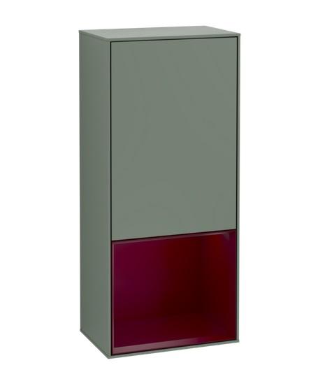 Шкафчик для ванной Villeroy & Boch Finion 41,8х93,6х27 см петли слева с подсветкой МДФ оливковый матовый лак/пион матовый лак G540HBGM