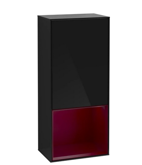 Шкафчик для ванной Villeroy & Boch Finion 41,8х93,6х27 см петли слева с подсветкой МДФ глянцевый черный лак/пион матовый лак G540HBPH