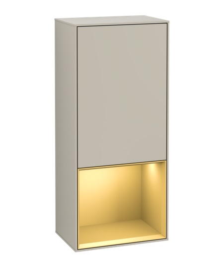 Шкафчик для ванной Villeroy & Boch Finion 41,8х93,6х27 см петли слева с подсветкой МДФ песок матовый лак/золотой матовый лак G540HFHH
