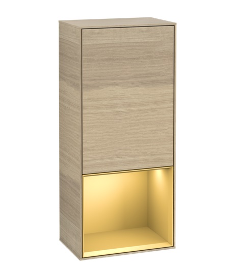 Шафка для ванної Villeroy & Boch Finion 41,8х93,6х27 см петлі зліва з підсвічуванням ДСП шпон дуба/золотий матовий лак G540HFPC