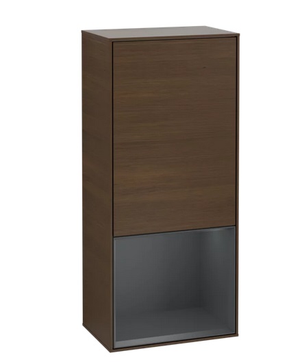 Шафка для ванної Villeroy & Boch Finion 41,8х93,6х27 см петлі зліва з підсвічуванням ДСП шпон волоського горіха/темно-синій матовий лак G540HGGN