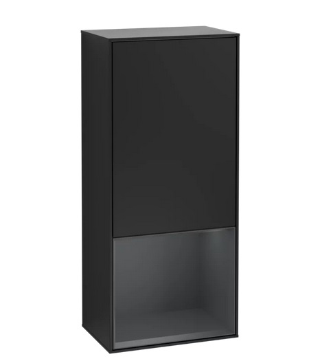 Шкафчик для ванной Villeroy & Boch Finion 41,8х93,6х27 см петли слева с подсветкой МДФ черный матовый лак/темно-синий матовый лак G540HGPD