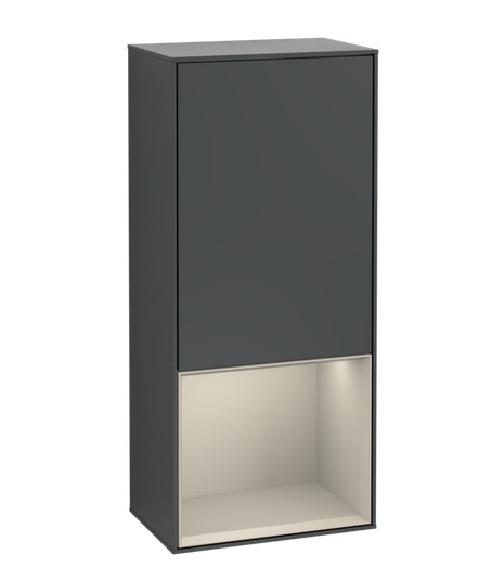 Шкафчик для ванной Villeroy & Boch Finion 41,8х93,6х27 см петли слева с подсветкой МДФ темно-синий матовый лак/песок матовый лак G540HHHG