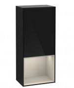 Шкафчик для ванной Villeroy & Boch Finion 41,8х93,6х27 см петли слева с подсветкой МДФ глянцевый черный лак/песок матовый лак  G540HHPH