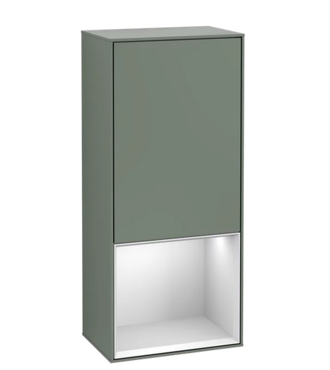 Шафка для ванної Villeroy & Boch Finion 41,8х93,6х27 см петлі зліва з підсвічуванням МДФ оливковий матовий лак/білий матовий лак G540MTGM